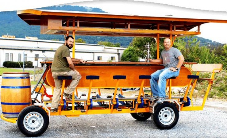 Chattanooga Brew Choo a table on wheels and peddles for guests to drive it